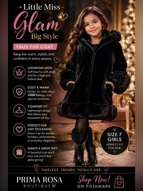 COPY - Girls size 7 fur coat